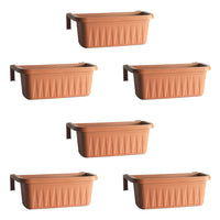 Rondine 50 - set di 6 balconiere da 50cm con agganci regolabili e riserva d'acqua Terracotta
