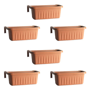 Rondine 50 - set di 6 balconiere da 50cm con agganci regolabili e riserva d'acqua Terracotta