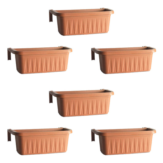 Rondine 50 - set di 6 balconiere da 50cm con agganci regolabili e riserva d'acqua Terracotta
