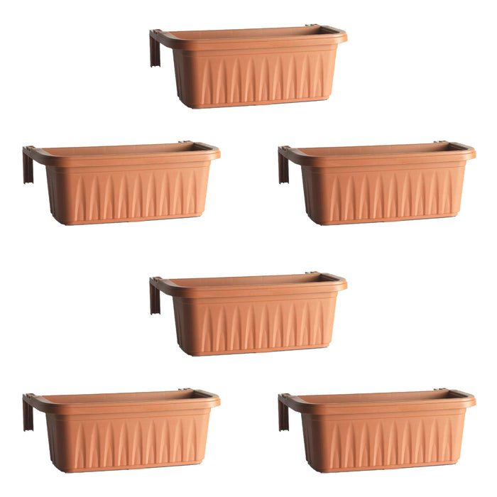 Rondine 50 - set di 6 balconiere da 50cm con agganci regolabili e riserva d'acqua Terracotta