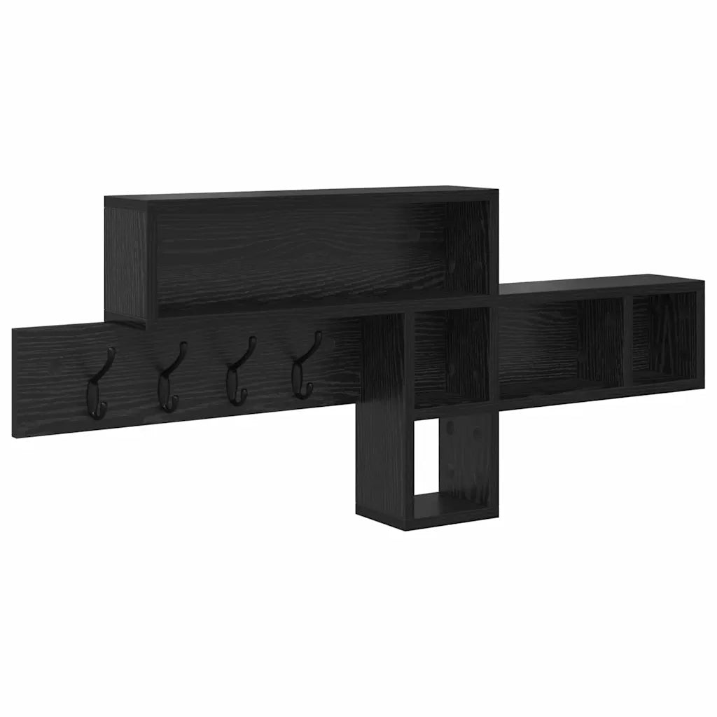 vidaXL Appendiabiti a muro Rovere nero 100 x 12 x 43.5 cm