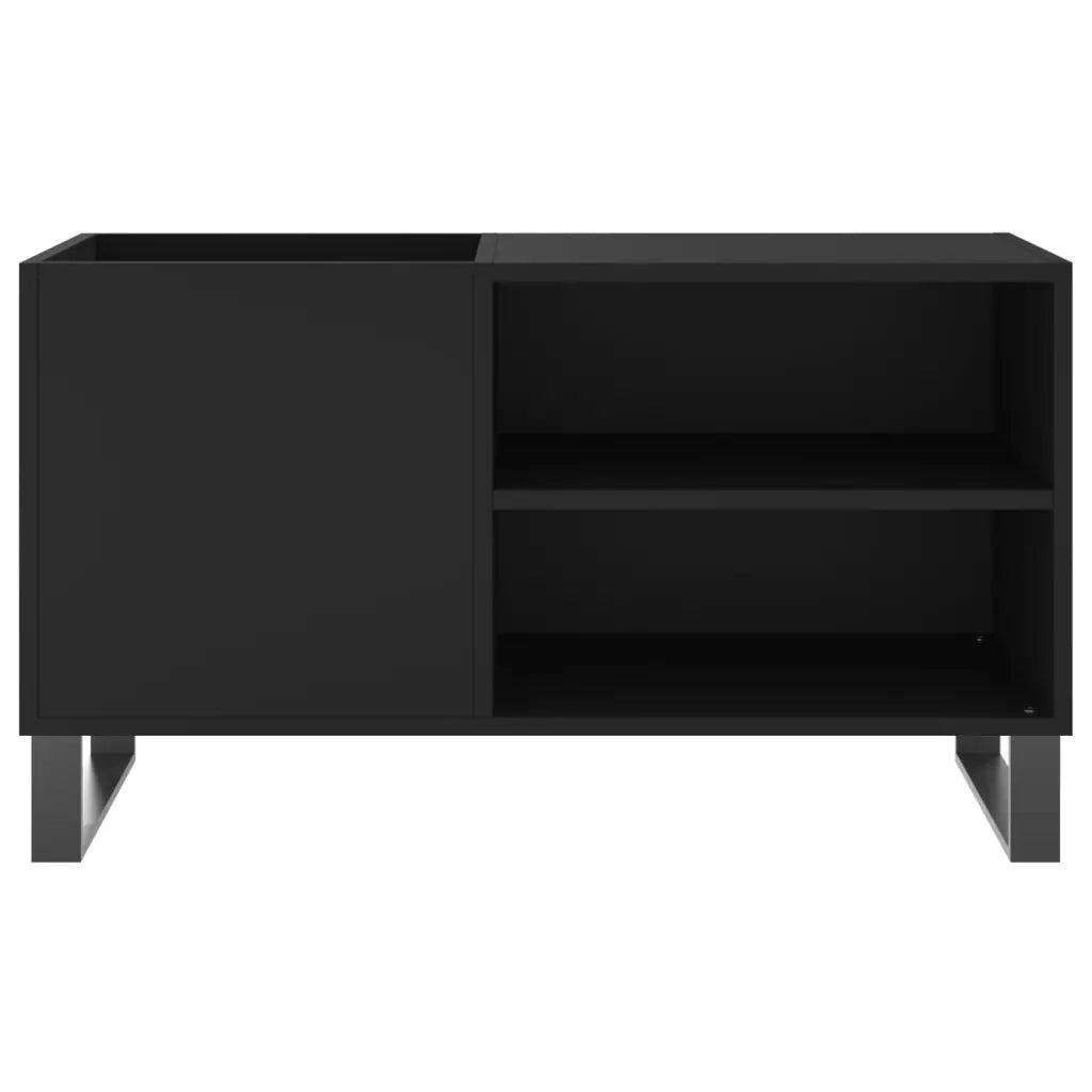 Mobile porta dischi pratico e classico 85 x 38 x 48 cm ampio spazio contenitivo stile industriale legno nero 02_0049116