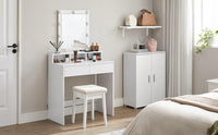 VALORA Toletta con specchio, bianco, stile scandinavo RDT114W01