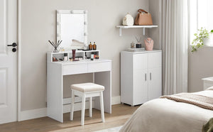VALORA Toletta con specchio, bianco, stile scandinavo RDT114W01