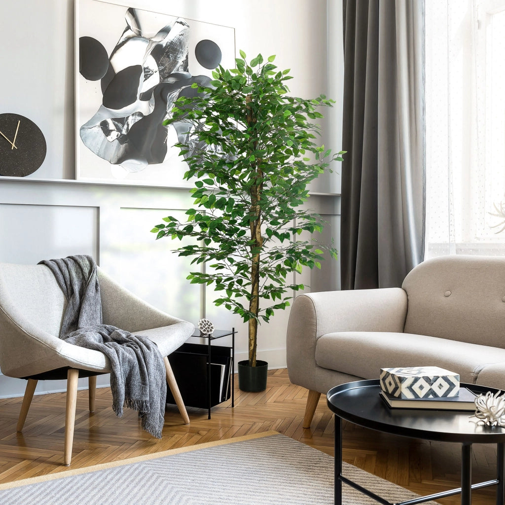 Ficus Artificiale ¨C zephmum ¨C Verde 180 cm con Vaso in Metallo