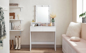 VALORA Toletta con specchio, bianco, stile scandinavo RDT114W01