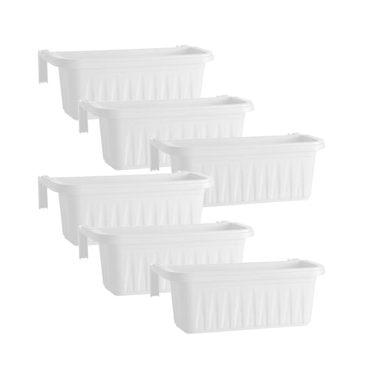 Rondine 50 - set di 6 balconiere da 50cm con agganci regolabili e riserva d'acqua Bianco