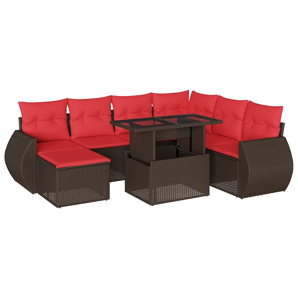 Set Divani da Giardino 8 pz con Cuscini Marrone in Polyrattan 3268704