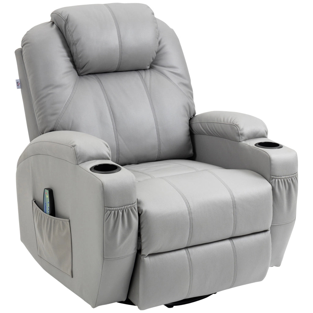 POLTRONA Massaggio Girevole 360° Grigio in metallo