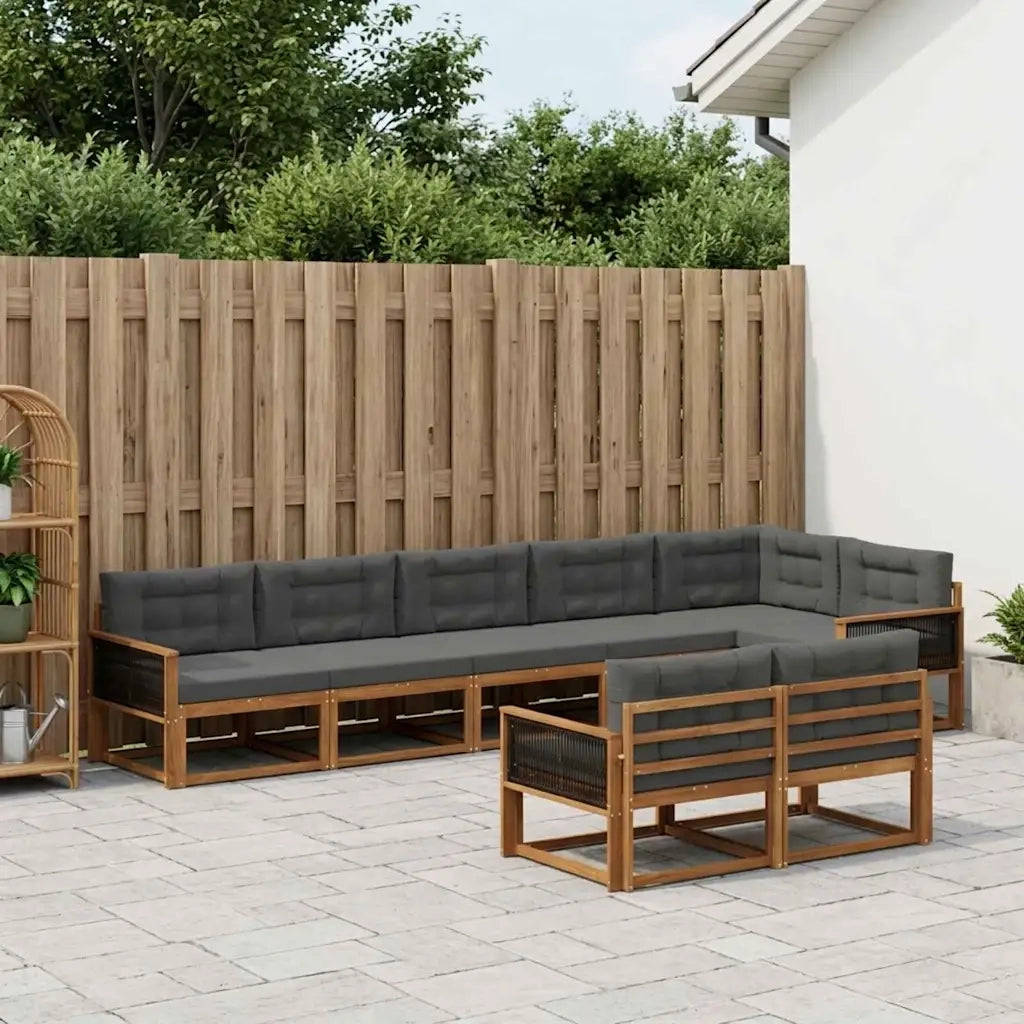 Set di divani da esterno con cuscino 8 pcs Naturale e Antracite 3382665