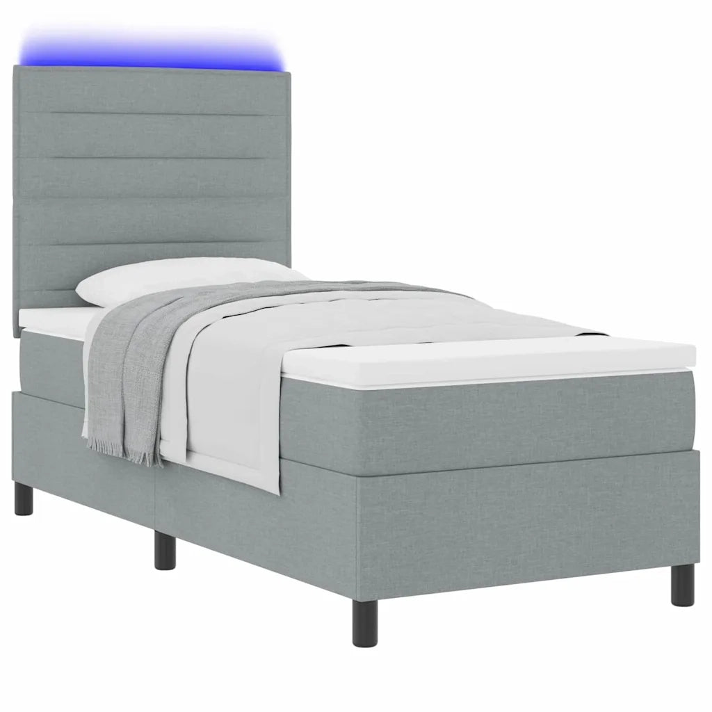 Letto a molle con materasso Grigio chiaro 90 x 200 cm Tessuto