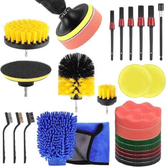 Kit di Pulizia Auto Completo 25 pezzi per Interno e Esterno - Set di Pulizia Auto per Auto e Biciclette - Cucina, Tappeti, Bagno