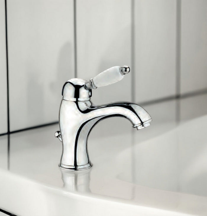 Miscelatore lavabo vintage con maniglia ceramica 