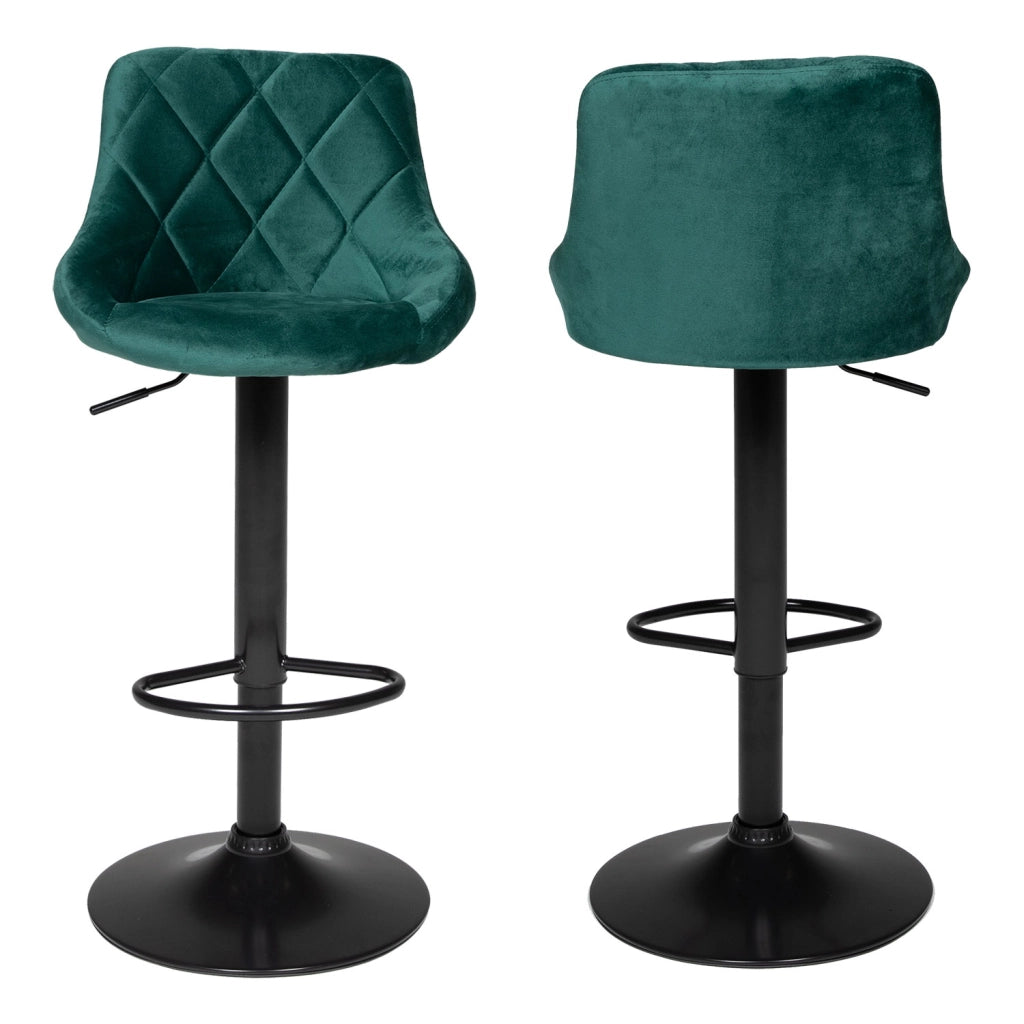 Set di 2 sgabelli da bar in velluto verde ROBIN