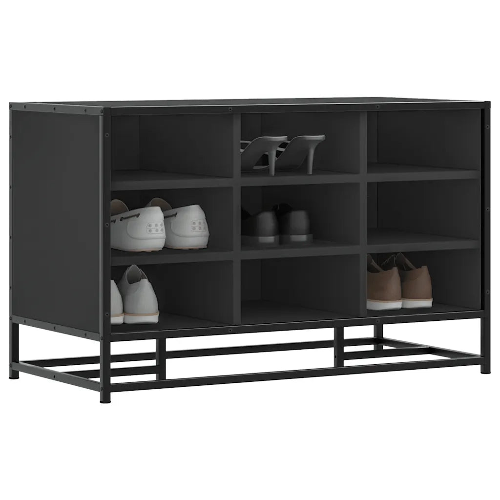 vidaXL Scarpiera Nera 84x40x53,5 cm in Truciolato e Metallo