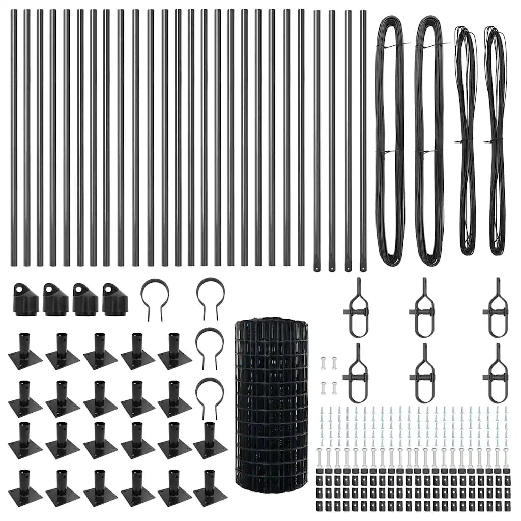 Recinzione da Giardino | Recinzione con Posto Grigio 0,4 x 50 m Acciaio e PVC