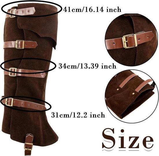 Leggins di gamba per stivali di pelle per uomo e donna - Accessorio per stivali medievali per carnevale e cosplay con tema pirata e cavaliere - Idea di costume per Halloween