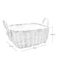 Cesta cestino portapane in vimini avorio con manici in juta cm 45 x 31 x h 19,5