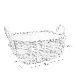 Cesta cestino portapane in vimini avorio con manici in juta cm 45 x 31 x h 19,5