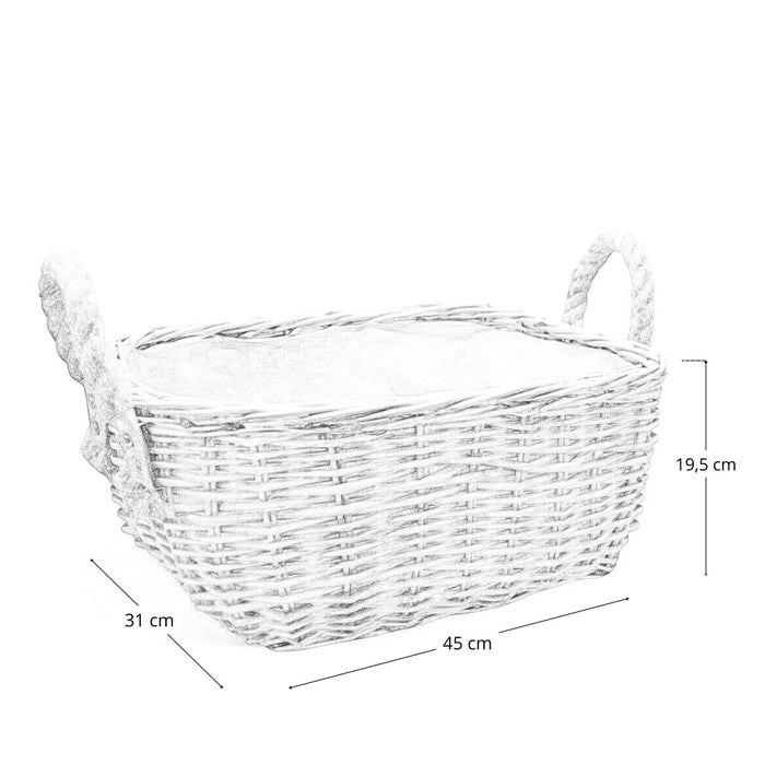 Cesta cestino portapane in vimini avorio con manici in juta cm 45 x 31 x h 19,5