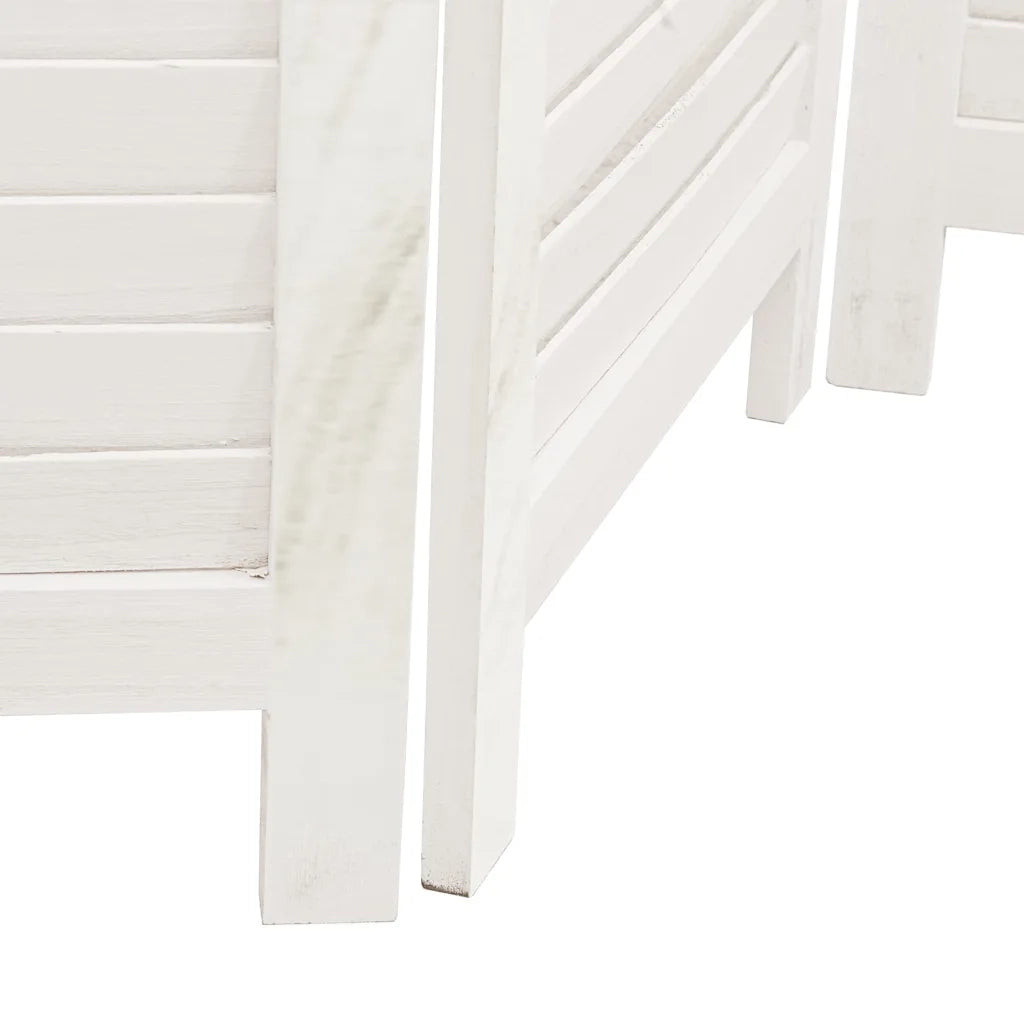 Divisorio Ambienti 5Pannelli Bianco Legno Massello di Paulownia 358839