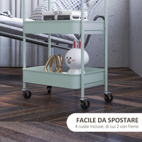 Carrello da Cucina a 3 Livelli 45x30,6x79 cm in Acciaio Azzurro