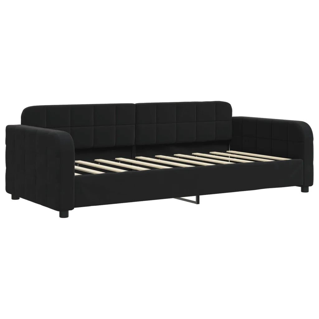 Divano Letto Estraibile con Cassetti-Sofa Letto-Daybed Nero 90x190 cm in Velluto 388716