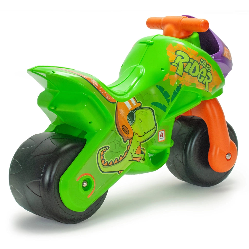 Moto Cavalcabile per Bambini Twin Dessert Dino Senza Pedali Verde e Arancione