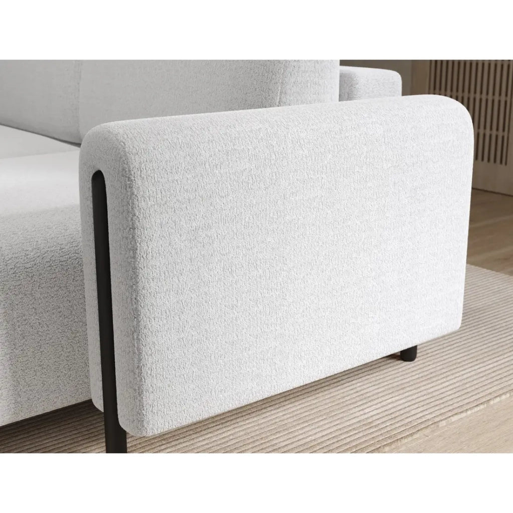 Divano angolare convertibile ARVESSA bianco alpino chenille – Angolo destro