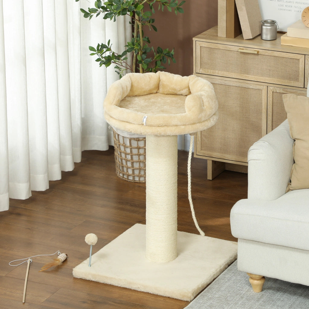 Tiragraffi per Gatti con Lettino e Pallina ¨C Zephmum ¨C Beige 55x55x83 cm