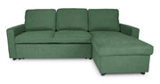 Divano letto angolare con contenitore, divano con chaise longue verde abete - Kennedy - DL-KE38CL