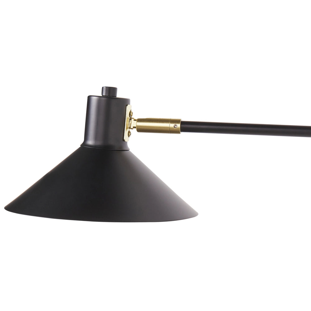 Lampada da parete in acciaio nero a 2 luci con paralumi a tamburo regolabili con elementi dorati Soggiorno moderno industriale Camera da letto