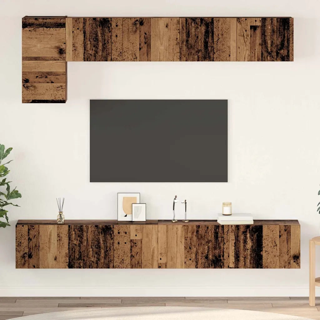 vidaXL Set mobile TV 5 pcs Legno vecchio 100 x 30 x 30 cm