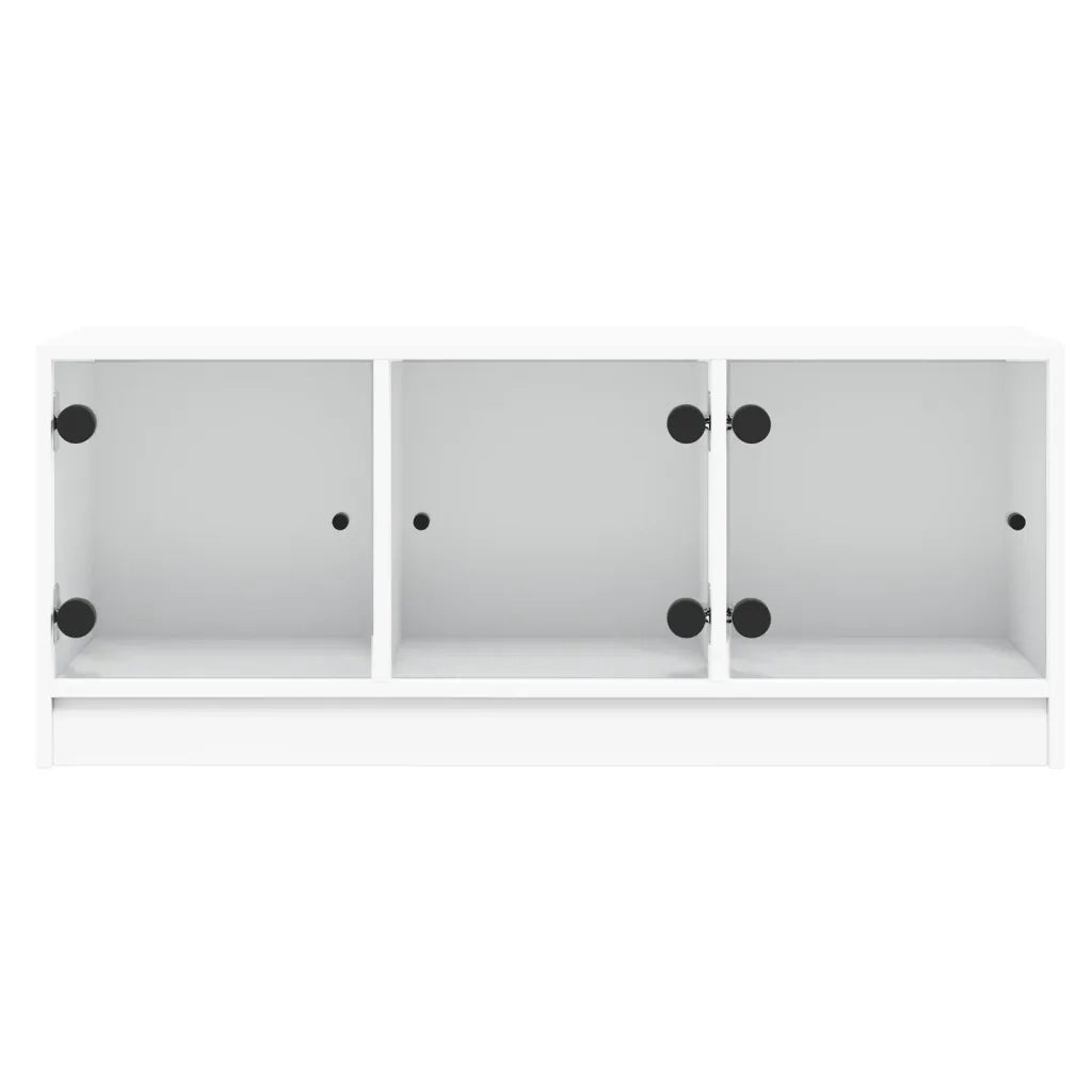 Mobile Porta TV con Ante-Mobile per TV-Credenza TV in Vetro Bianco 102x37x42 cm