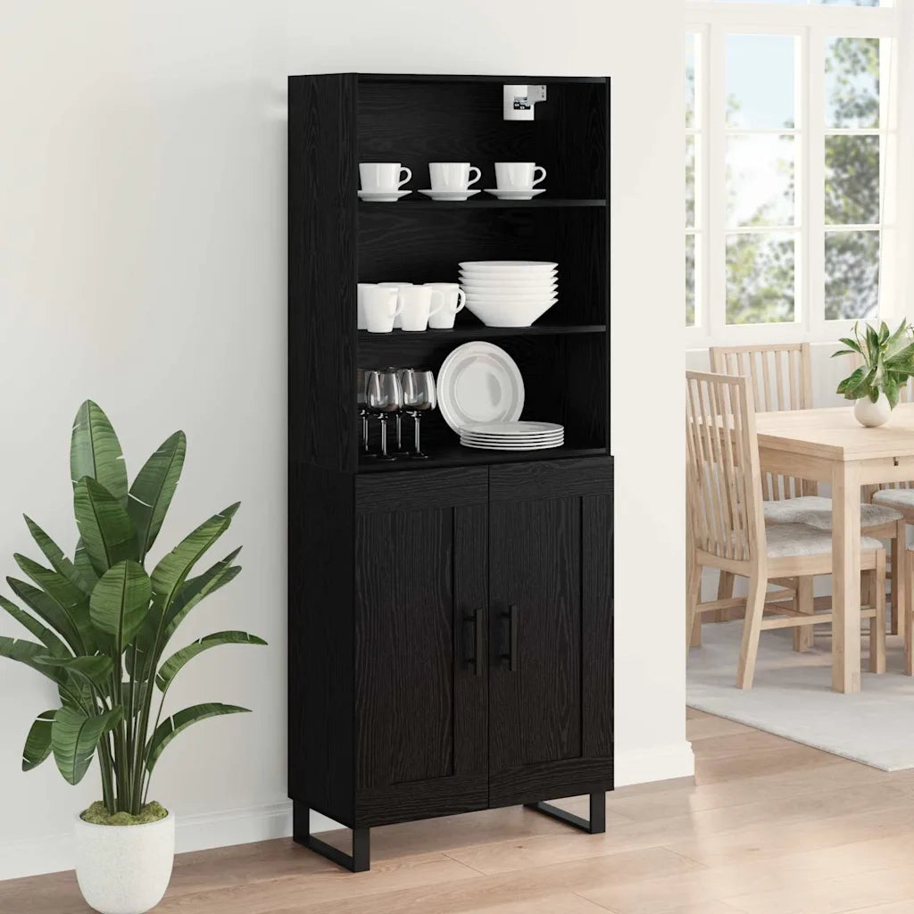 Credenza con cassetto 2 pcs Rovere Nero Legno multistrato 3416220
