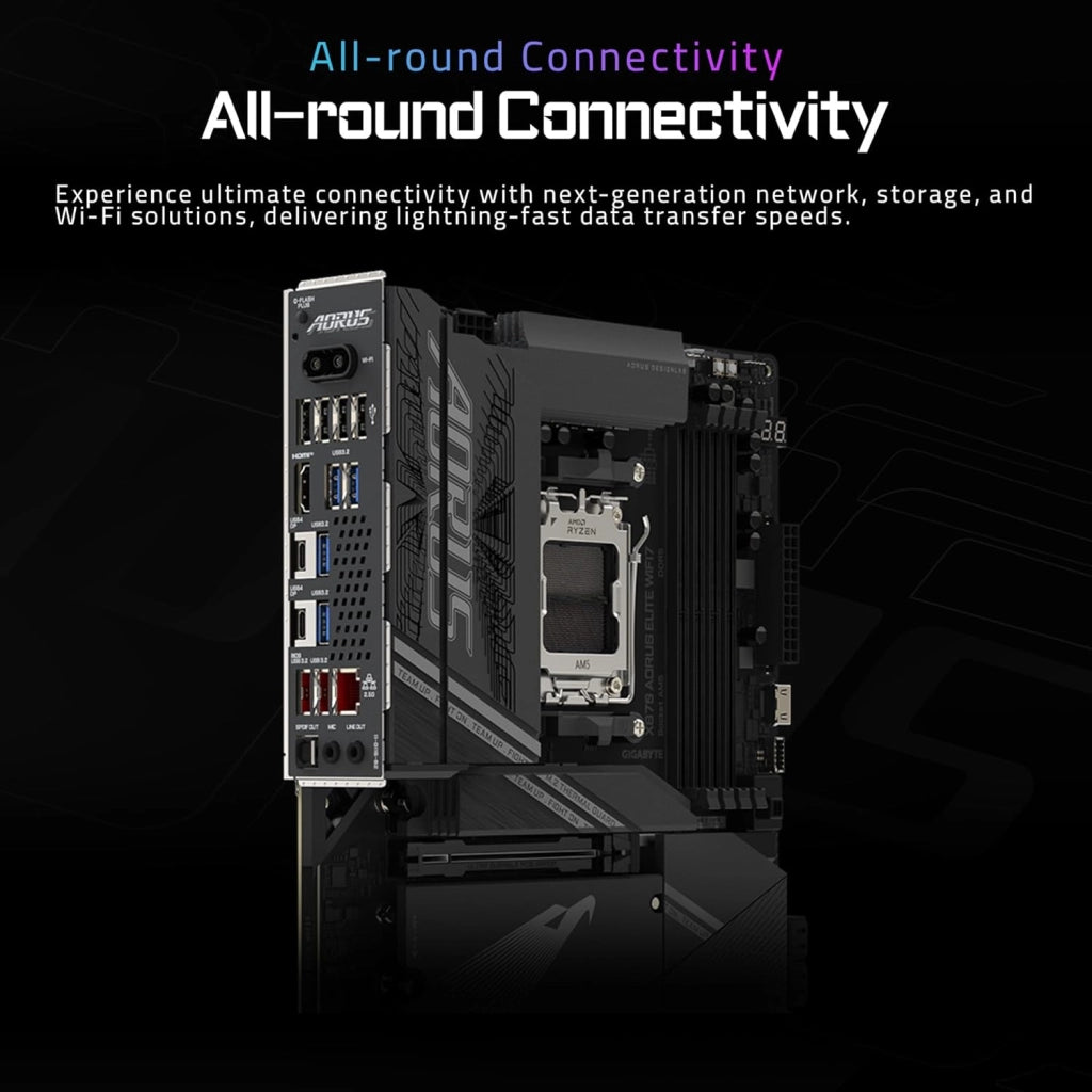 X870 AORUS ELITE WIFI7 Scheda Madre - Supporta CPU AMD Ryzen 9000, 16+2+2 fasi VRM, fino a 8000MHz DDR5 (OC), 3xPCIe 5.0 + 1xPCIe 4.0, Wi-Fi 7, LAN 2.5GbE, USB 4