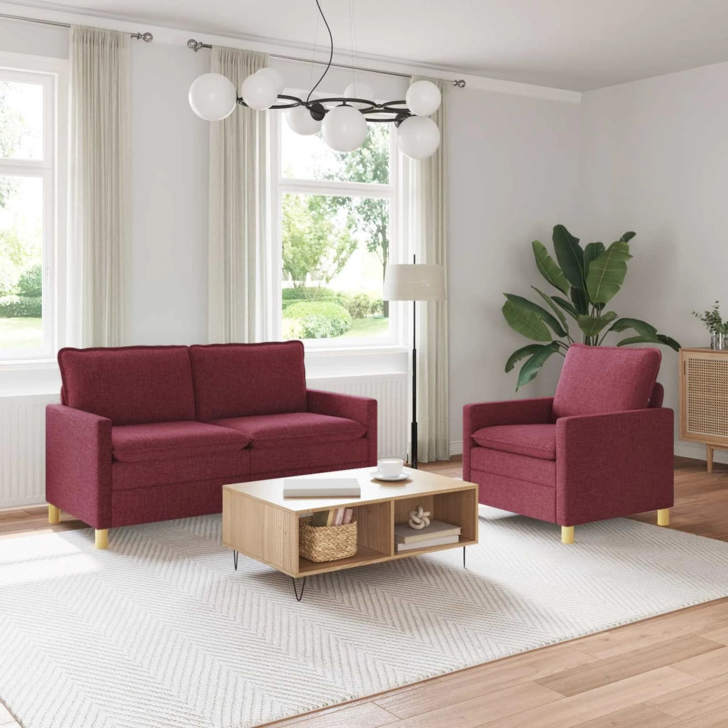 Set di divani 2 pz Rosso Vino Tessuto 3417062