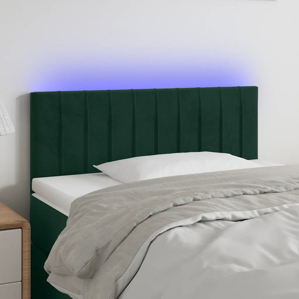 Testiera a LED Verde Scuro 100x5x78/88 cm in Velluto