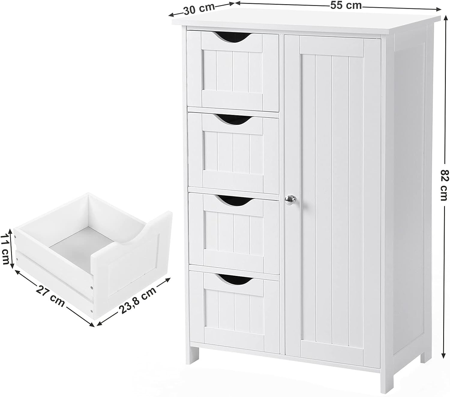 Mobiletto da bagno VALORA con cassettiera bianca LHC41W