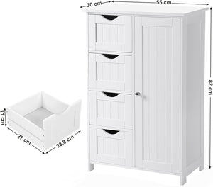 Mobiletto da bagno VALORA con cassettiera bianca LHC41W