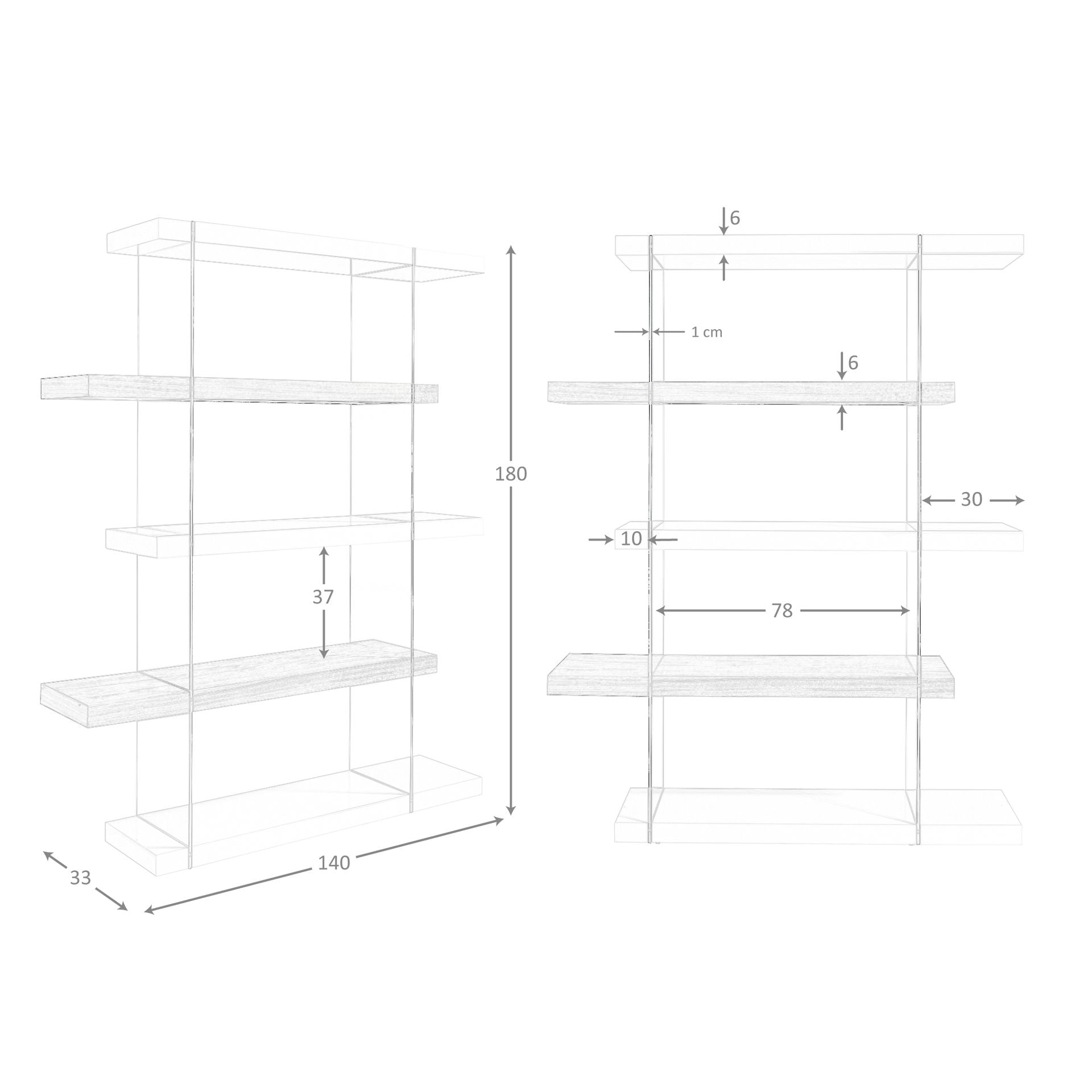 Mensola in legno di noce e vetro