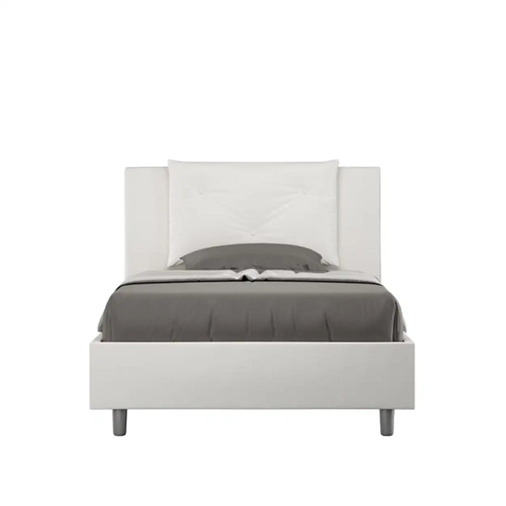 Letto una piazza e mezza senza rete imbottito 120x200 similpelle bianco Appia