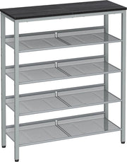 Organizzatore per Scarpe - Nero-Argento Supporto per Scarpe - Piastra in Acciaio per Deposito Scarpe - Risparmio di Spazio per Organizzatore Scarpe - 28 cm x 75 cm x 93 cm