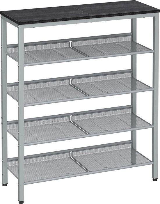 Organizzatore per Scarpe - Nero-Argento Supporto per Scarpe - Piastra in Acciaio per Deposito Scarpe - Risparmio di Spazio per Organizzatore Scarpe - 28 cm x 75 cm x 93 cm