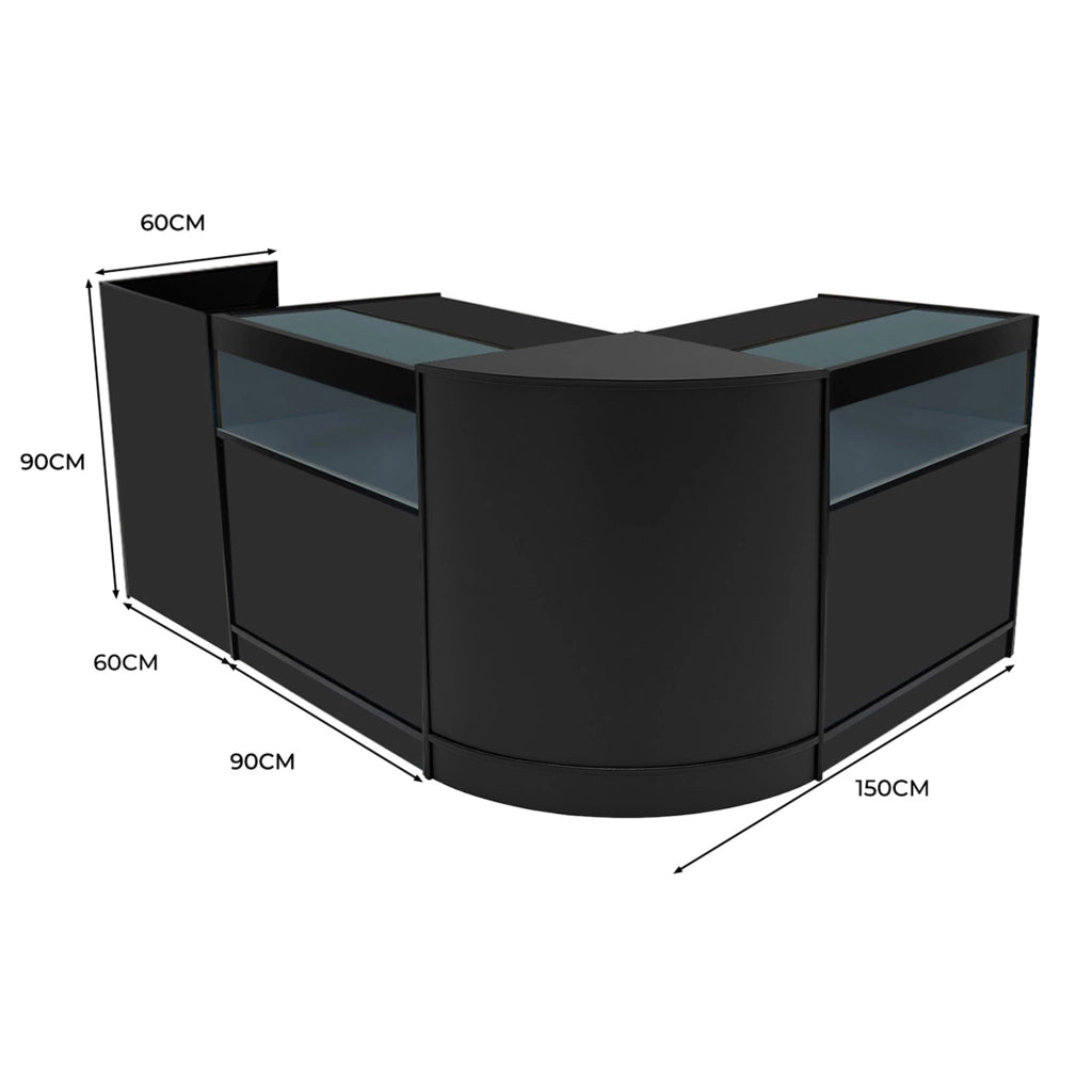 Set Banconi Negozio Nero Luna LED B900 CM60 TB60 con Serrature e Vetrina