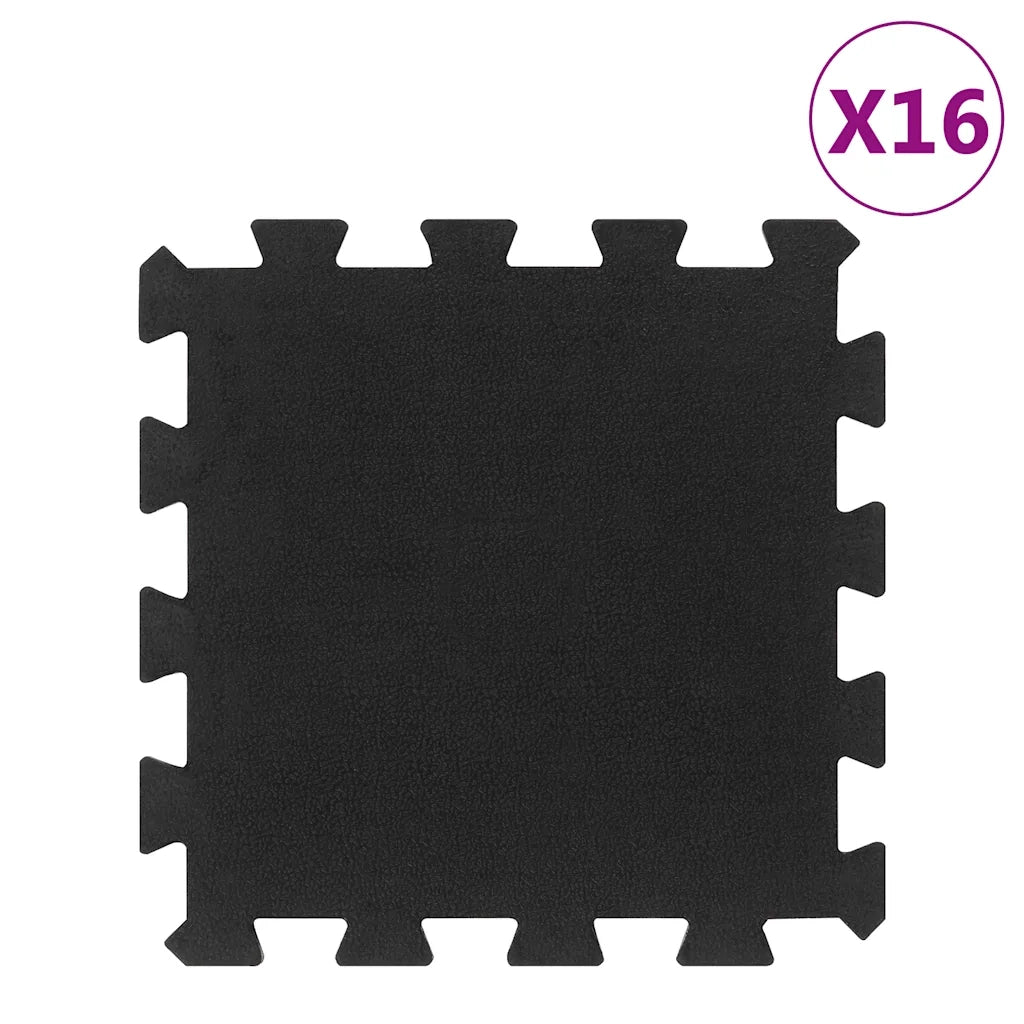 Piastrelle per Pavimenti in Gomma 16 pz Nere 16 mm 30x30 cmcod mxl 110778
