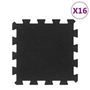 Piastrelle per Pavimenti in Gomma 16 pz Nere 16 mm 30x30 cmcod mxl 110778