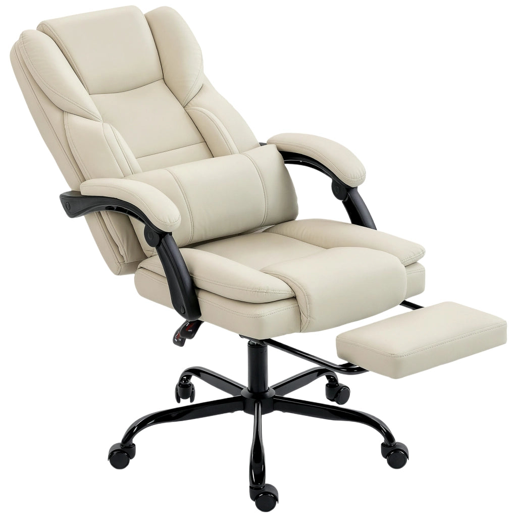 Sedia da Ufficio con Poggiapiedi ¨C Xylo ¨C Ecopelle Beige Regolabile