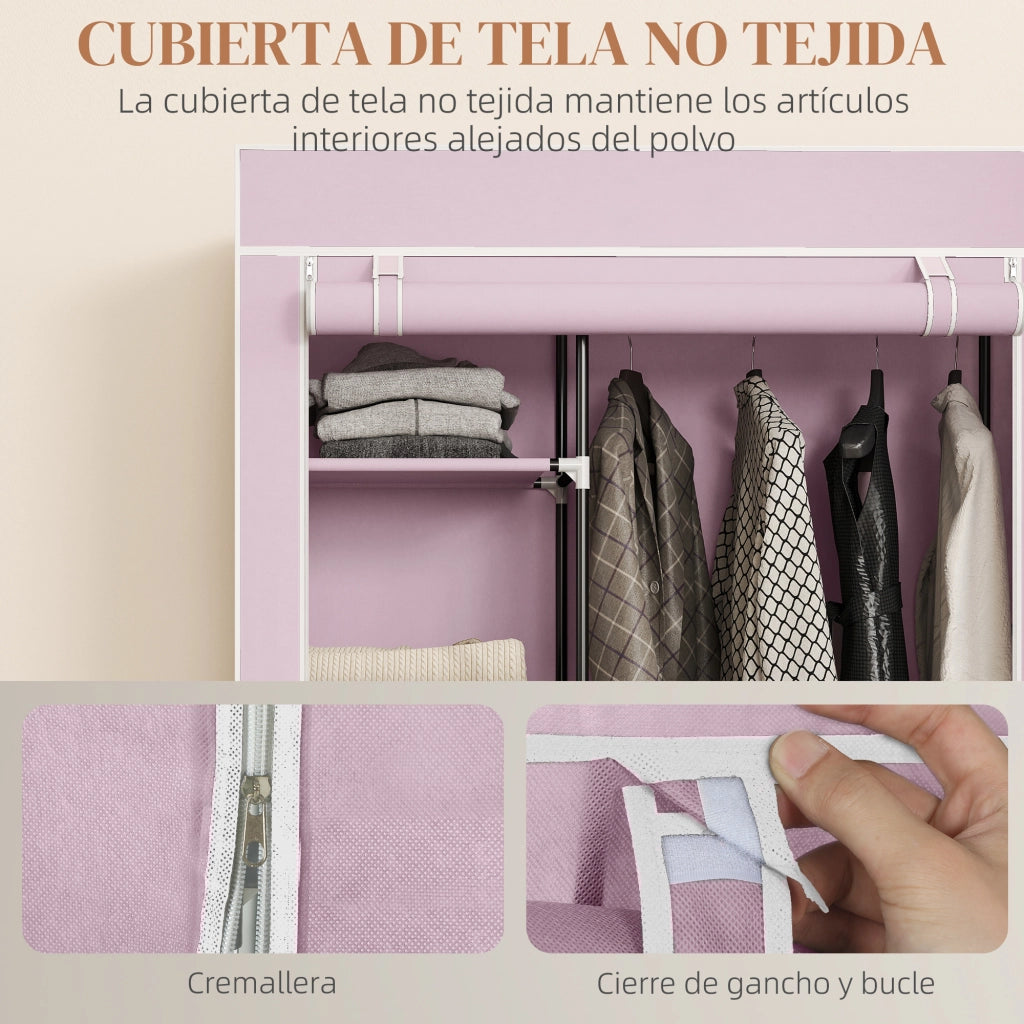 Armadio Portatile con Ruote ¨C zephmum ¨C Rosa 103x43x162.5cm