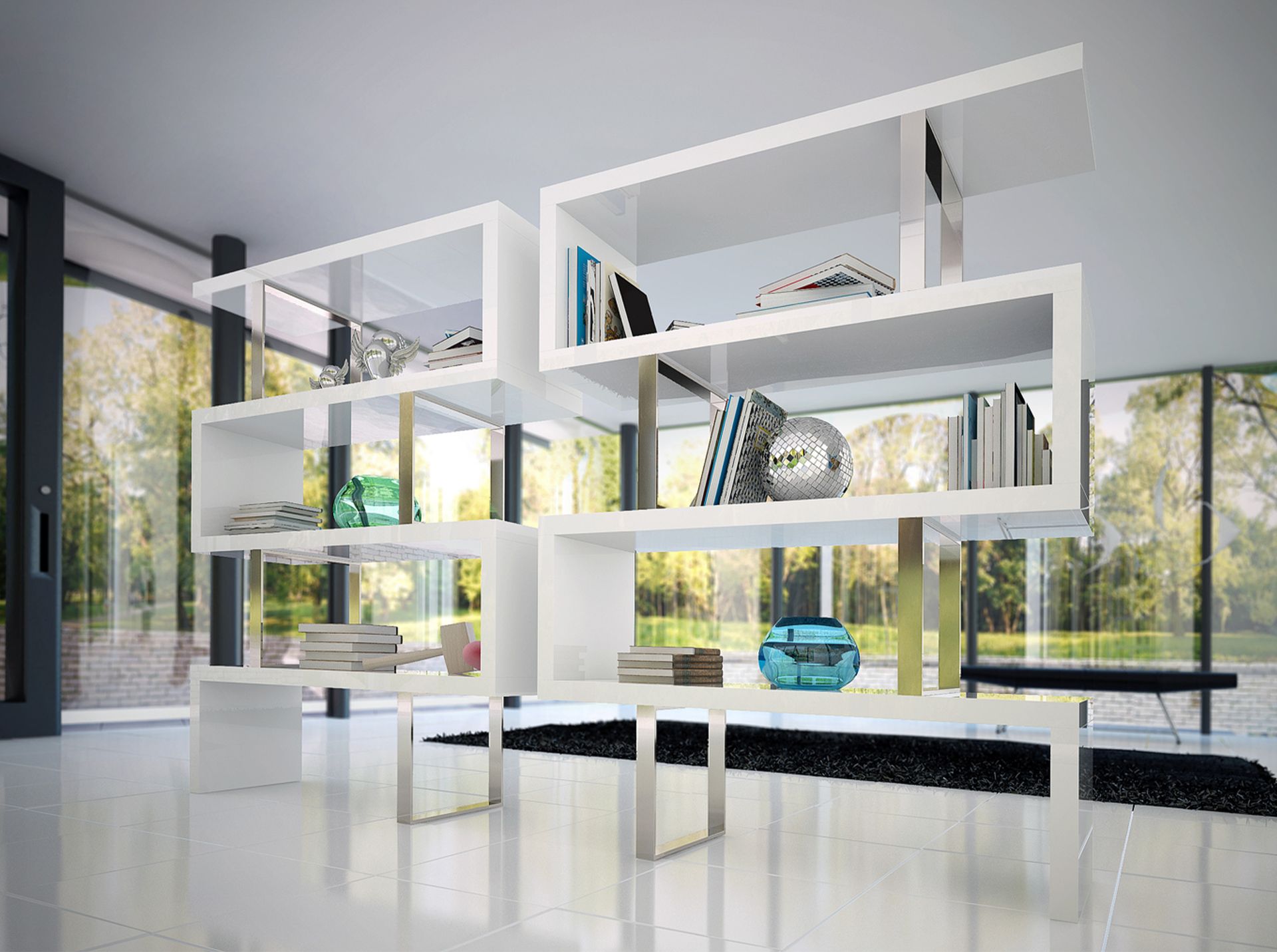 Scaffali bianchi e in acciaio